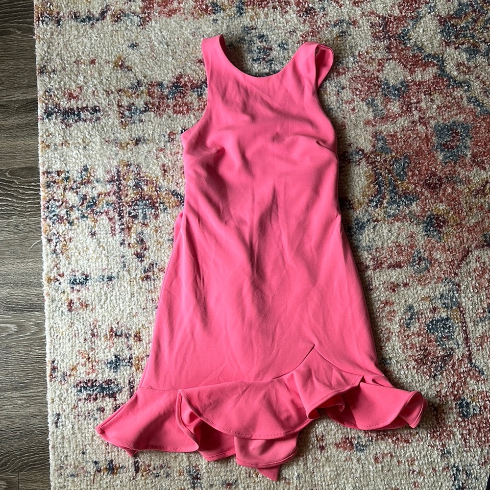 Pink Sleeveless Ruffle Hem Dress